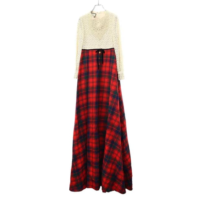 Gucci Sample Check Maxi Dress Zafpt Beige in Beige from The Reluxe, photo 1 of 1