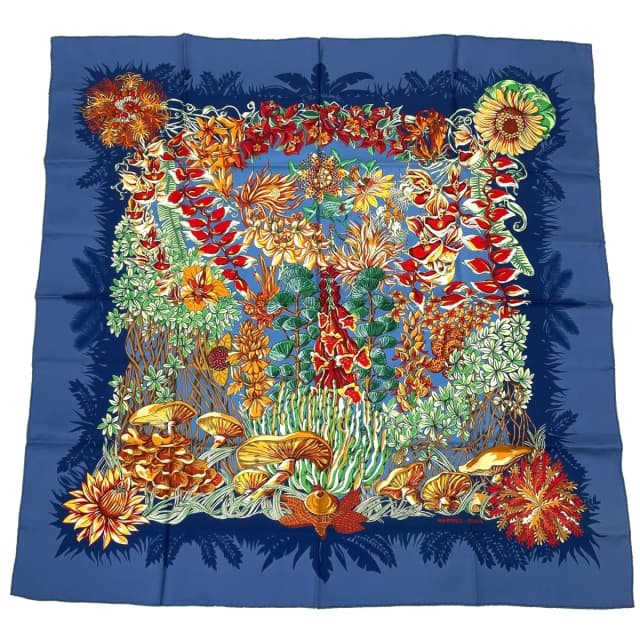 Hermès Scarf Silk L'ile Deserte Nonecarre 90 Navy in Navy Silk from The Reluxe, photo 1 of 1