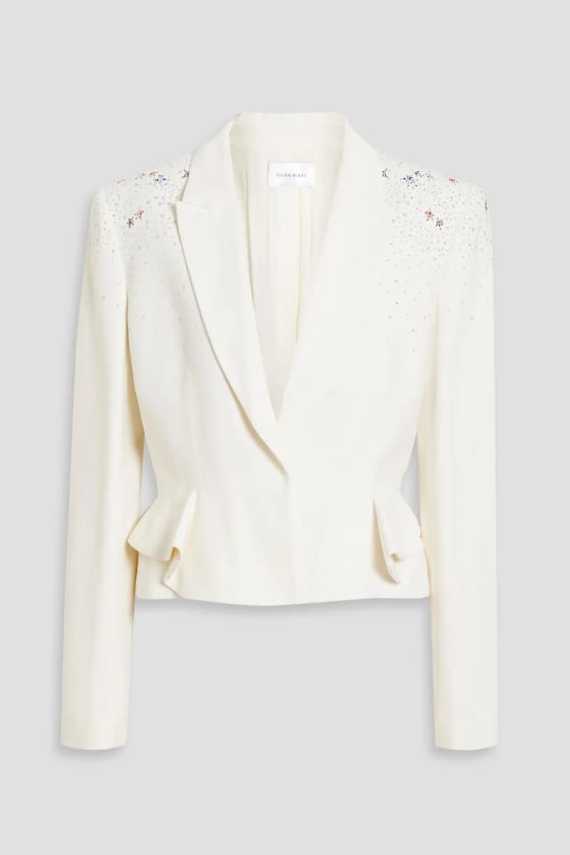 Zuhair Murad Crystal-Embellished Pinstriped Crepe Peplum Blazer, image 1 of 1 from THE OUTNET