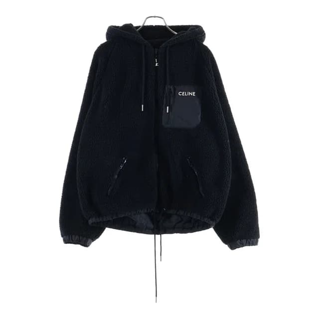 Celine Hooded Fleece Zip Up Jacket Black in Black from The Reluxe, photo 1 of 1