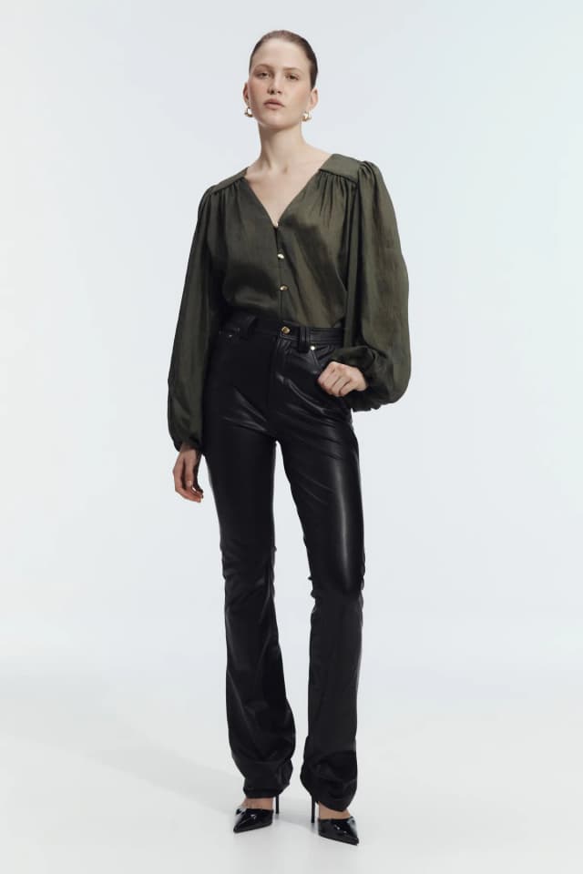 AJE Daphne Blouse in DARK OLIVE, image 1 of 1 from Aje