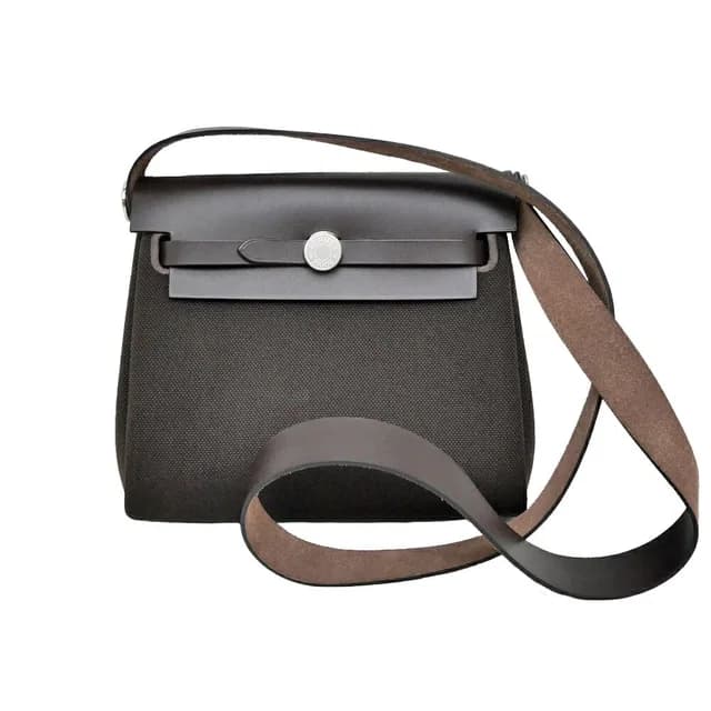 Hermès Herbag Zip 20 Ebene Silver Shoulder Bag Toile Hunter in Brown from The Reluxe, photo 1 of 1