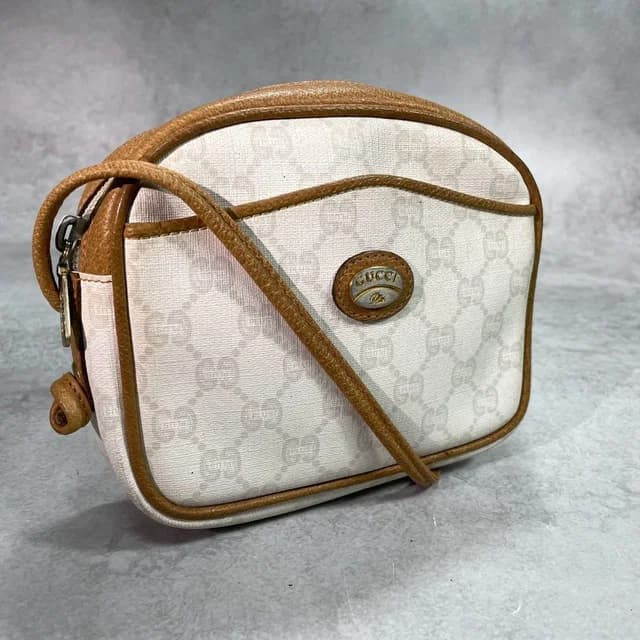 Gucci GG Shoulder Bag Brown White Logo Leather in Brown Leather from The Reluxe, photo 1 of 1