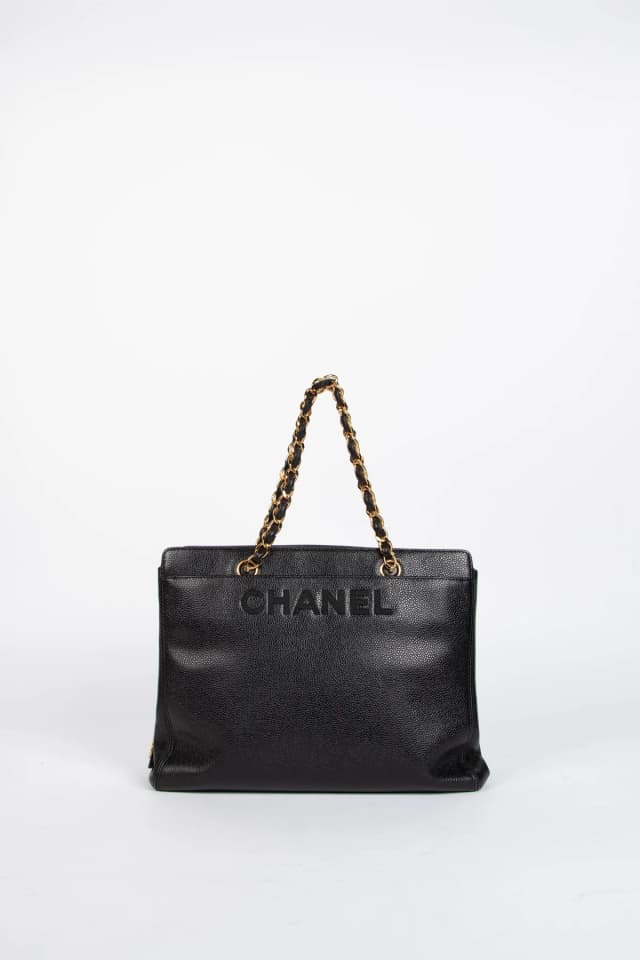 90s Chanel Black Caviar Leather Small Tote Bag in Black Caviar leather from Break Archive, photo 1 of 1