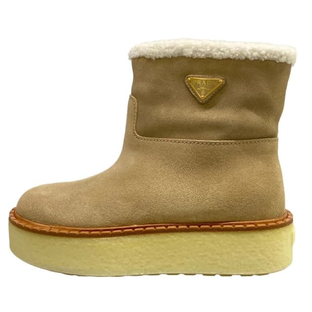 Prada Short Boots Beige Shearling in Beige from The Reluxe, photo 1 of 1