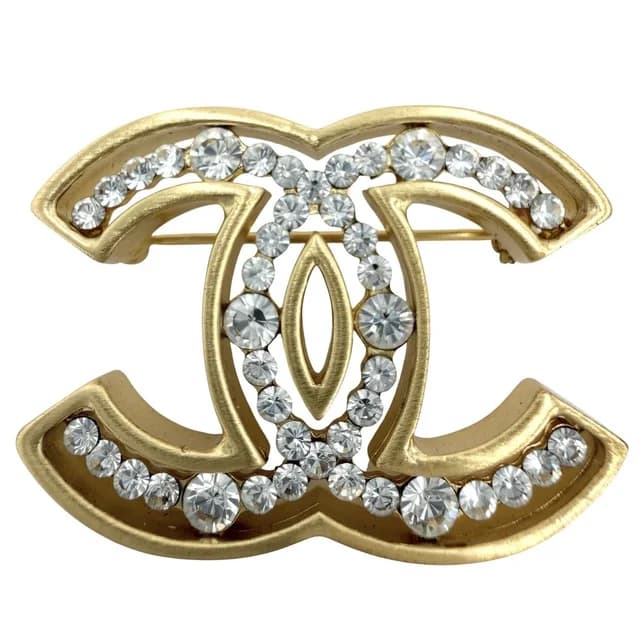 Chanel Brooch CC Logo Vintage Rhinestone 02A Gold in Gold from The Reluxe, photo 1 of 1