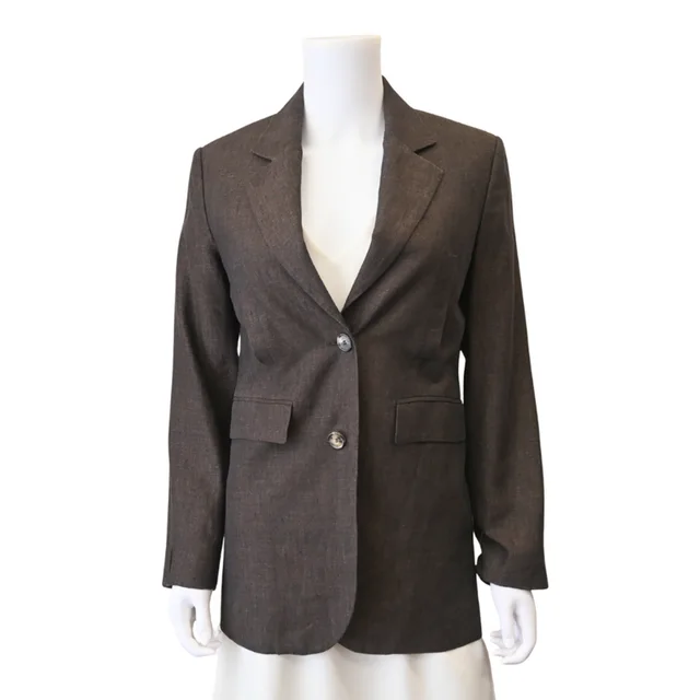 Loewe Dark Brown Two-Button Linen Blazer in Brown from Clotheshorse Anonymous, photo 1 of 1