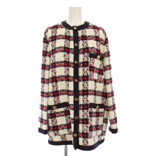 Gucci Coat Tweed GG Button Middle Length Check 38 White in White Tweed from The Reluxe, photo 1 of 1