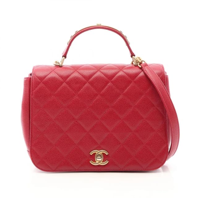 Chanel Shoulder Bag Quilted Top Handle 2-Way Red Caviar Leather Top Full Flap in Red Caviar leather from The Reluxe, photo 1 of 1