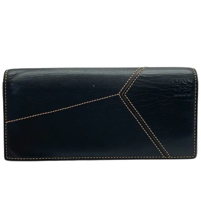 Loewe Anagram Bifold Wallet Puzzle Stitch Long Horizontal Logo Leather Black in Black Leather from The Reluxe, photo 1 of 1