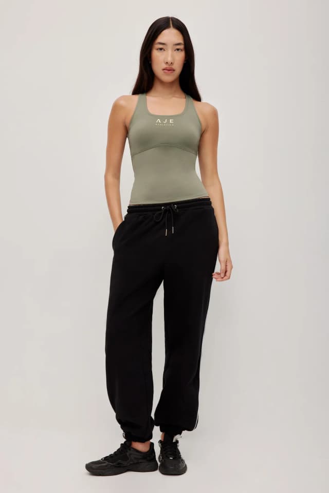 Athletica Panelled French Terry Pant 512 in BLACK, image 1 of 1 from Aje