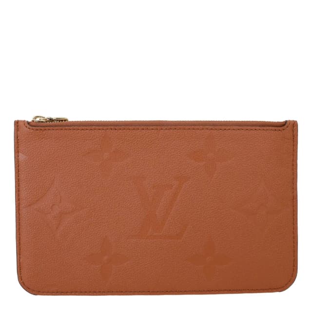 Louis Vuitton Neverfull Pochette Giant Monogram Empreinte Leather Wristlet Brown in Brown Leather from Dallas Designer Handbags, photo 1 of 1