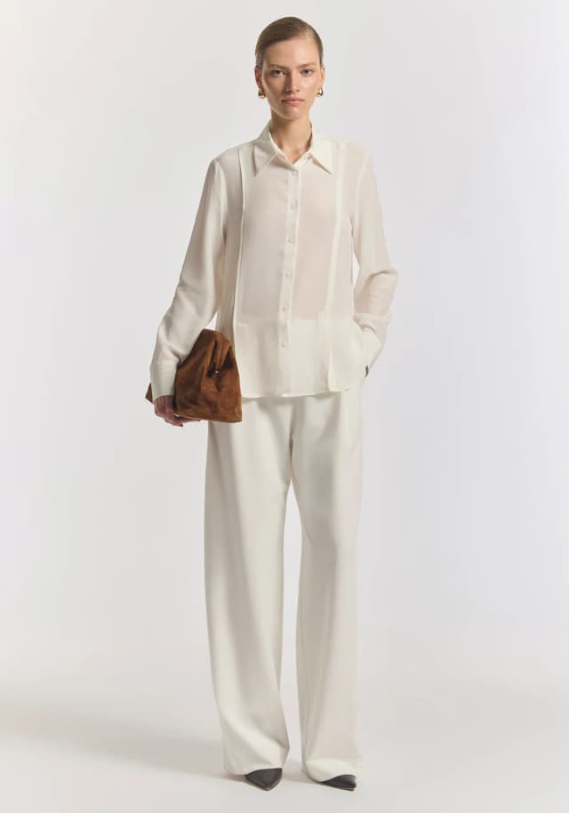 VIKTORIA & WOODS Solstice Silk Shirt in IVORY, image 1 of 1 from Viktoria & Woods