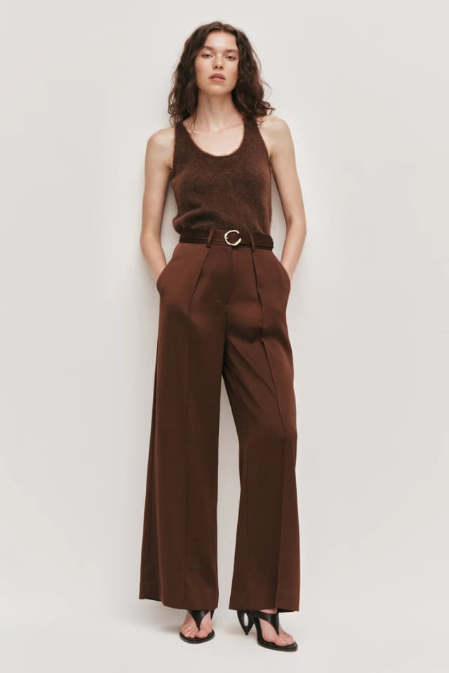 AJE Tansy Fluffy Knit Tank in DARK CHOCOLATE, image 1 of 1 from Aje