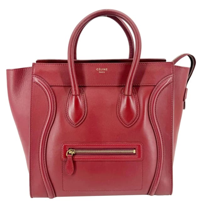 Celine Luggage Leather Satchel Bag Burgundy in Burgundy Leather from Dallas Designer Handbags, photo 1 of 1