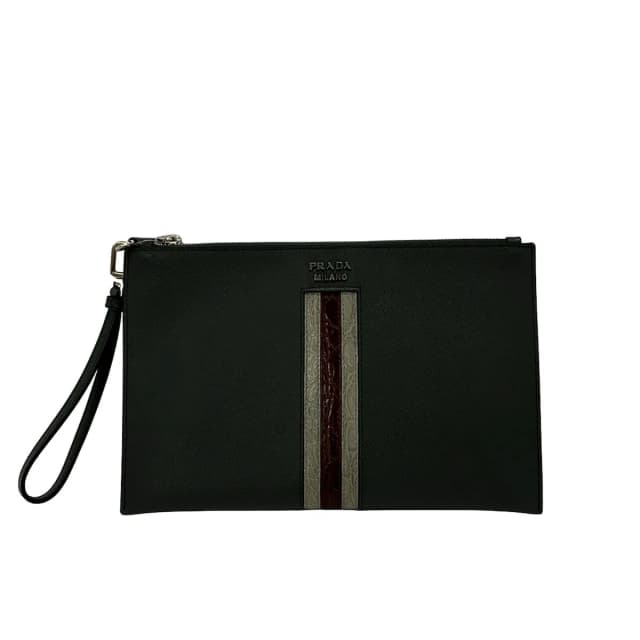 Prada Second Bag Dark Gray Light Bordeaux Leather in Burgundy Leather from The Reluxe, photo 1 of 1