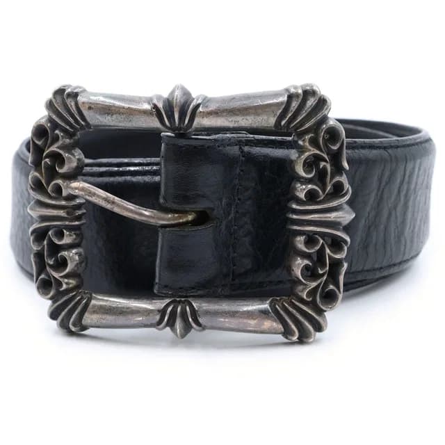 Chrome Hearts Blt Filigree Otj Buckle Leather Belt Black Silver in Black Leather from The Reluxe, photo 1 of 1