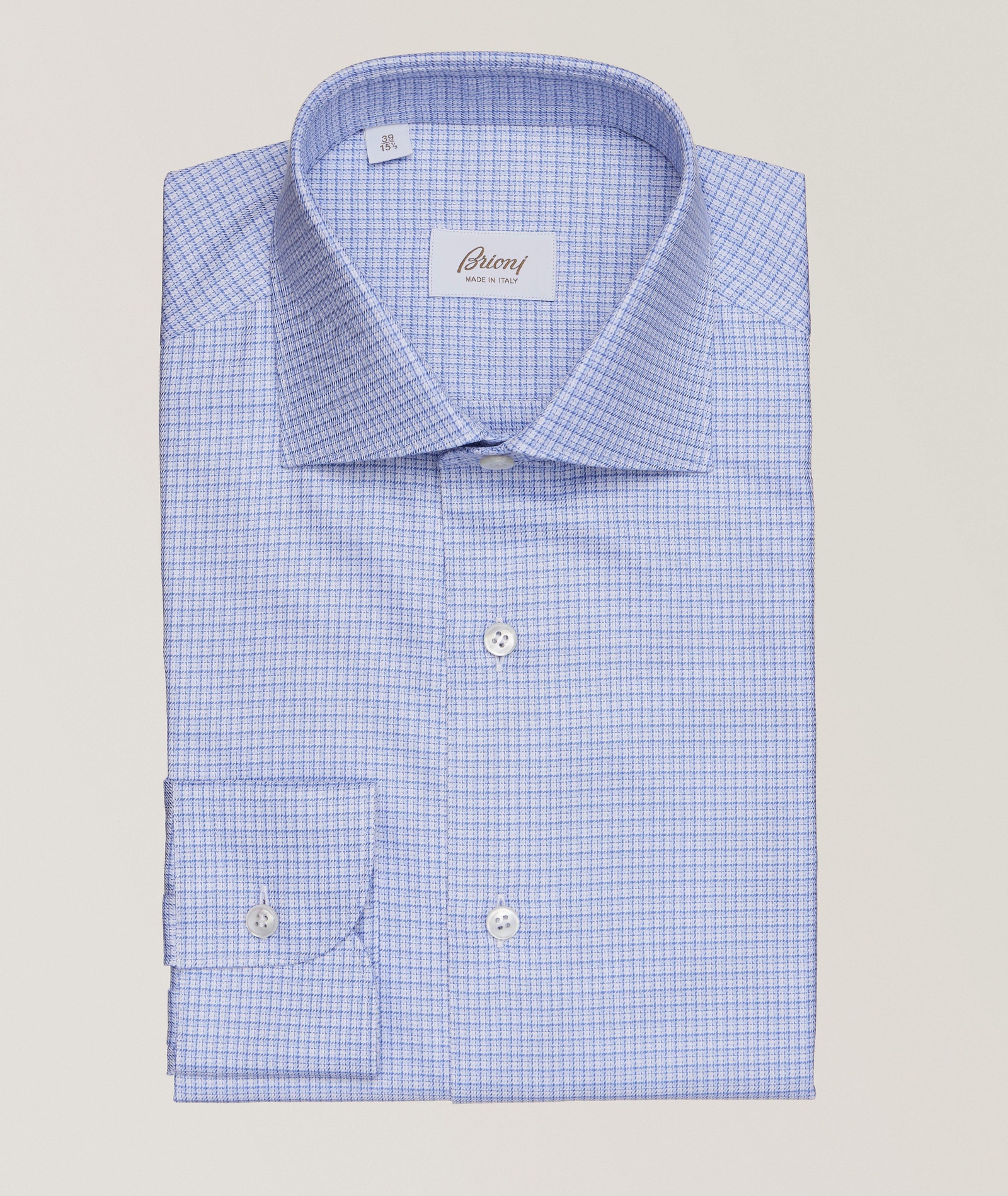 Brioni William Check Cotton Dress Shirt in Blue, image 1 of 1 from Harry Rosen
