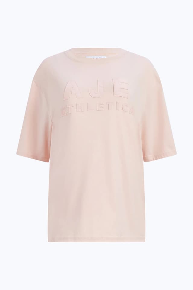 Athletica AA Bold Logo Tee in SOFT PINK MARLE, image 1 of 1 from Aje