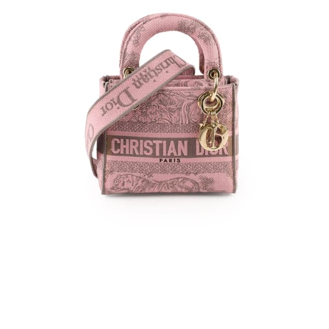 Lady Dior Mini Pink D-Lite Embroidered in Pink Canvas from The Purse Affair, photo 1 of 1