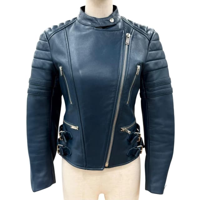 Celine 2 Sheep Leather Phoebe Philo Era Biker Shearling Rider's Jacket Blue 38 in Blue Leather from The Reluxe, photo 1 of 1