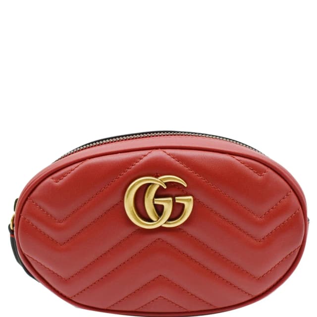 Gucci GG Marmont Matelasse Leather Belt Bag Red 476434 in Red Leather from Dallas Designer Handbags, photo 1 of 1