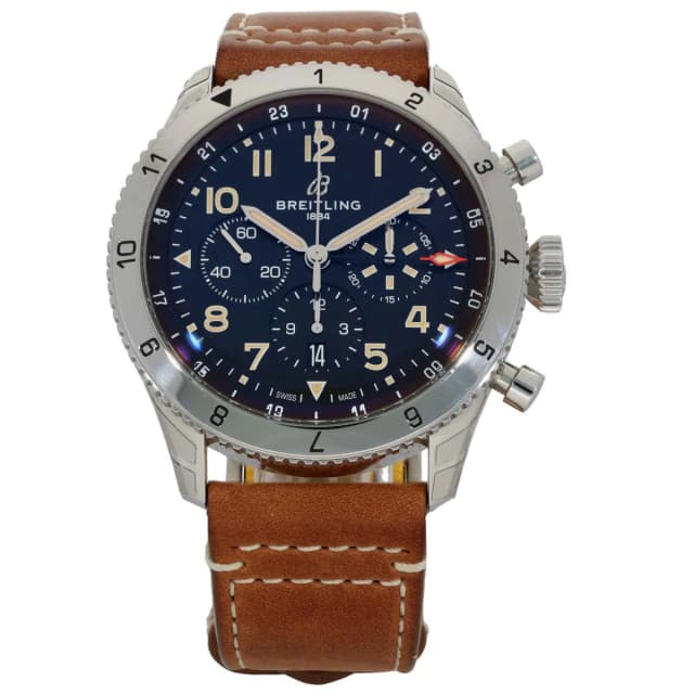 Breitling Super AVI AB0445 46mm Stainless Steel Watch in Leather from H&T, photo 1 of 1