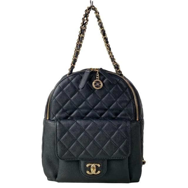 Chanel Backpack Quilted Black 2-Way Chain Shoulder Gold in Black Caviar leather from The Reluxe, photo 1 of 1