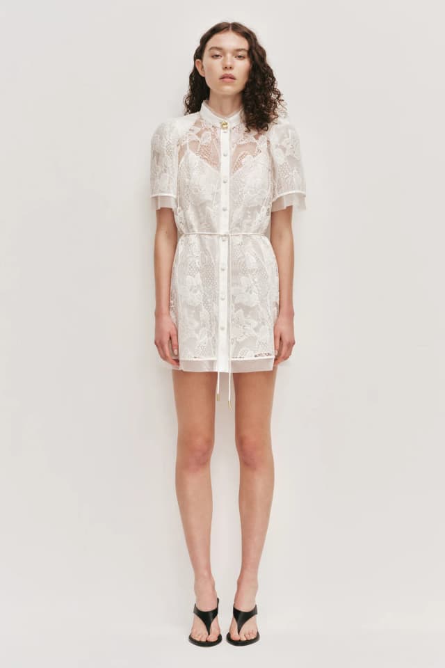 AJE Pippa Lace Mini Dress in IVORY, image 1 of 1 from Aje
