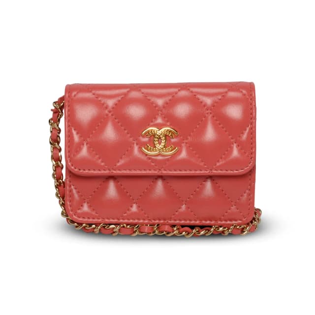 Chanel CC Clutch With Chain in Coral Lambskin from Blue Spinach, photo 1 of 1