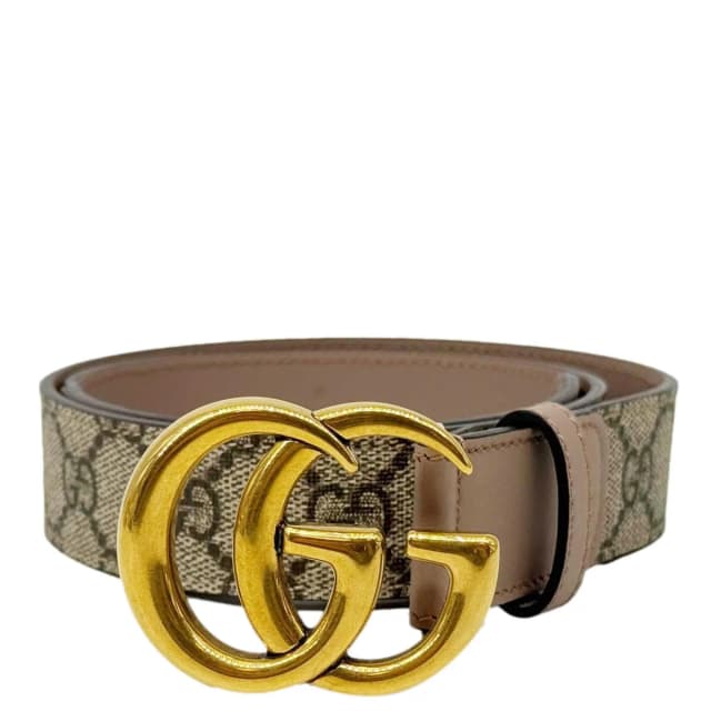 Gucci Marmont GG Supreme Leather Belt Beige 625839 Size 75.30 in Beige Leather from Dallas Designer Handbags, photo 1 of 1
