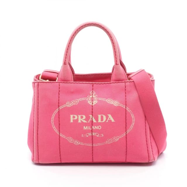 Prada Tote Bag Canapa Mini 2-Way Pink Canvas in Pink Canvas from The Reluxe, photo 1 of 1