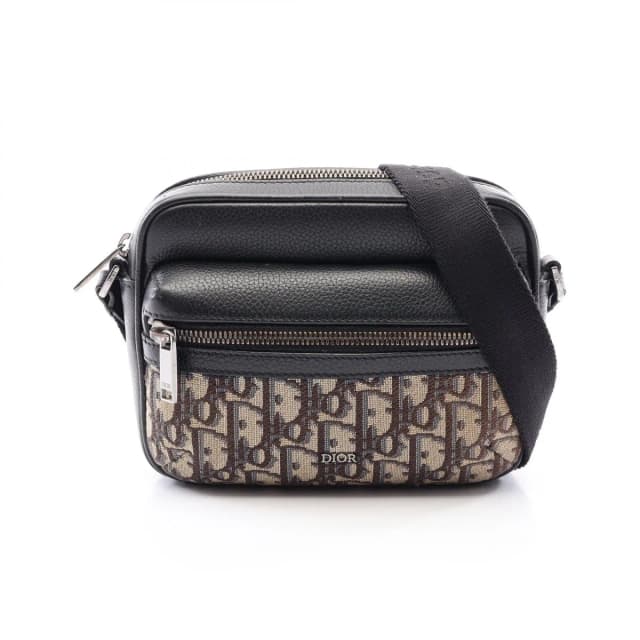 Dior Shoulder Bag Rider 2.0 Zip Mini Black Beige Leather Canvas Oblique in Black Canvas from The Reluxe, photo 1 of 1