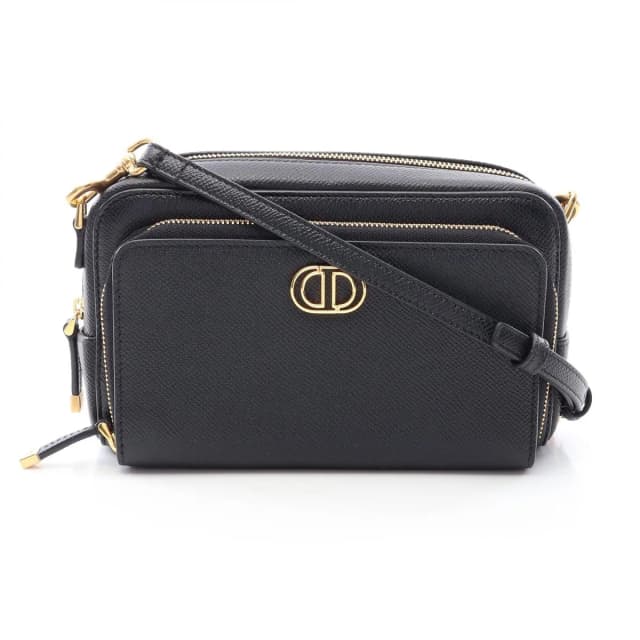 Dior Shoulder Bag Double Pouch Black Leather in Black Leather from The Reluxe, photo 1 of 1