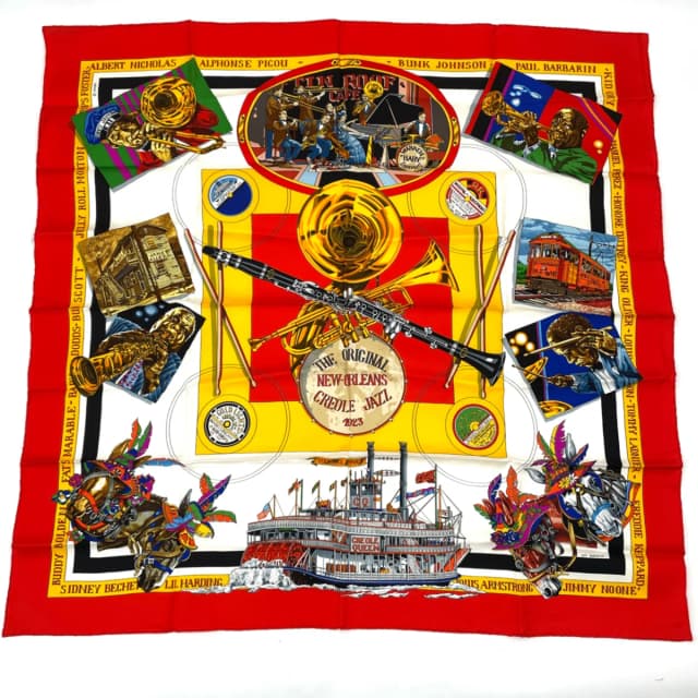 Hermès Scarf Carre 90 Silk The Original New Orleans Creole Jazz in Silk from The Reluxe, photo 1 of 1