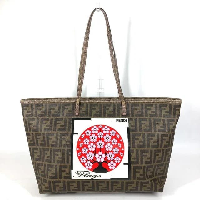 Fendi Shoulder Bag Cherry Blossom Zucca Logo Leather Brown in Brown Leather from The Reluxe, photo 1 of 1