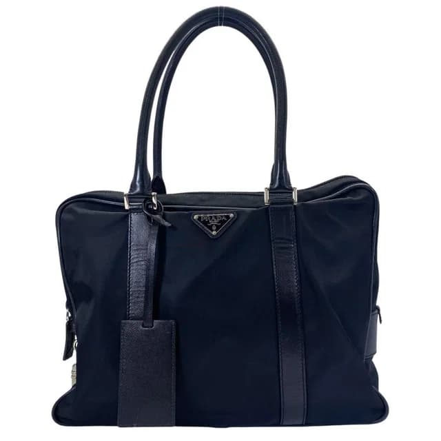 Prada Briefcase Business Nylon Saffiano Leather Triangle Logo Nero Black in Black Saffiano leather from The Reluxe, photo 1 of 1