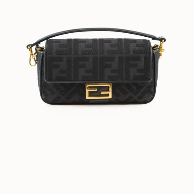 Fendi Medium Baguette Zucca Black in Black Woven leather from The Purse Affair, photo 1 of 1