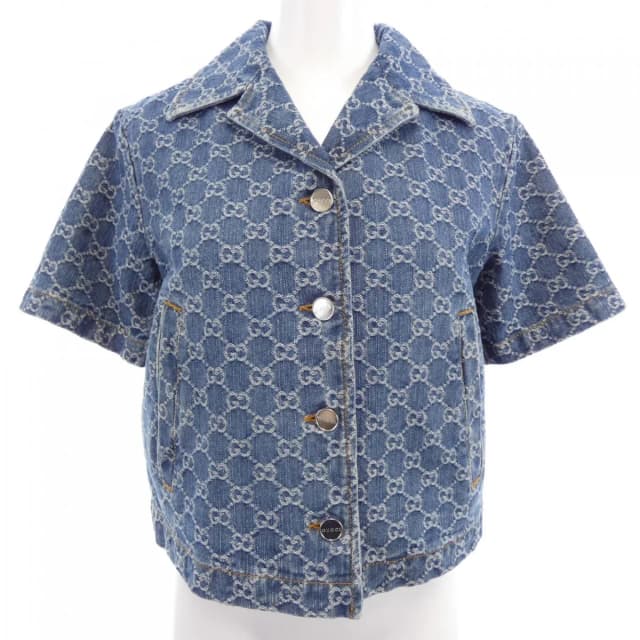 Gucci GG Denim Jacquard Top Jacket in Denim from The Reluxe, photo 1 of 1