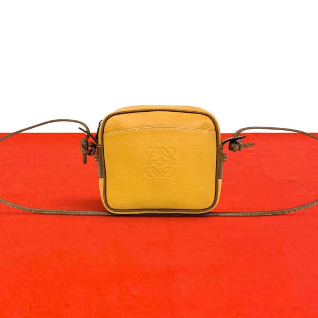 Loewe Vintage Anagram Logo Stamp Leather Mini Shoulder Bag Pochette Brown Camel in Brown Leather from The Reluxe, photo 1 of 1