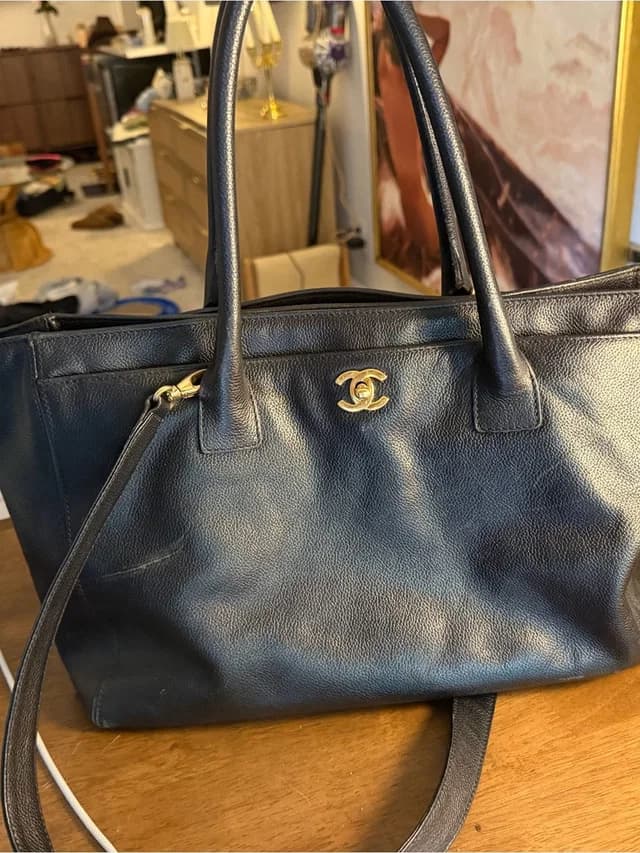 Chanel Black Leather Tote With Gold Cc Hardware in black|gold Leather from Poshmark, photo 1 of 1