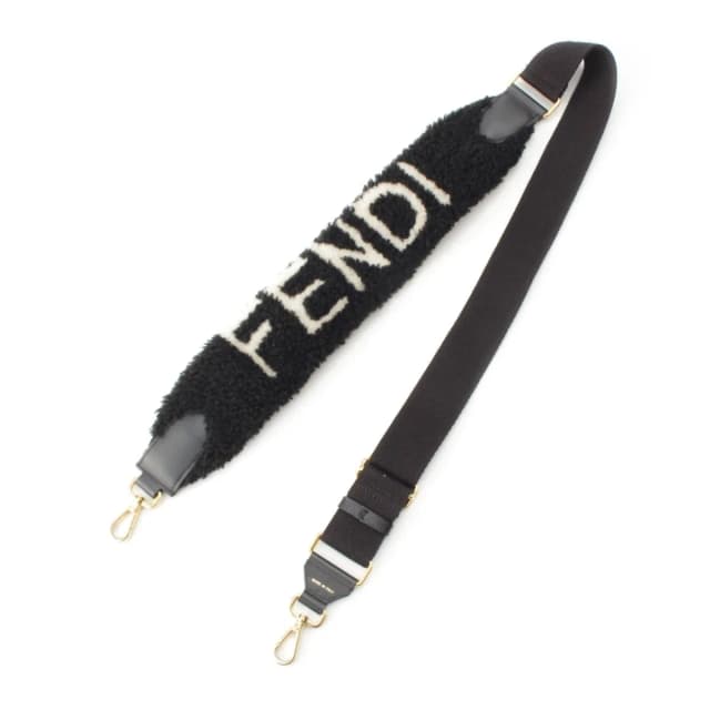 Fendi Strap You Canvas Fleece Shoulder Black White in Black Canvas from The Reluxe, photo 1 of 1