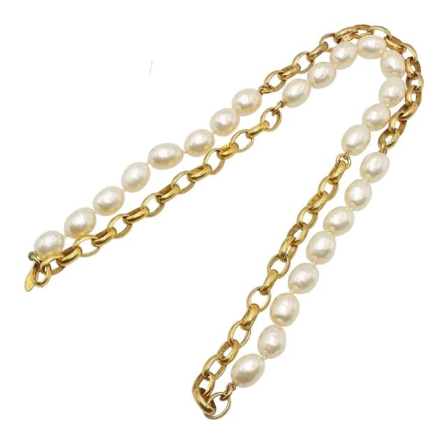 Chanel CC Logo Faux Pearl Long Chain Necklace from The Reluxe, photo 1 of 1