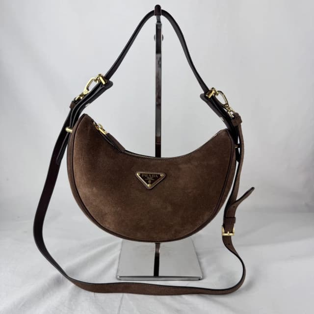 Prada Mini Arque Suede Shoulder Bag in Calfskin leather, Metal, Suede from Reowned, photo 1 of 1