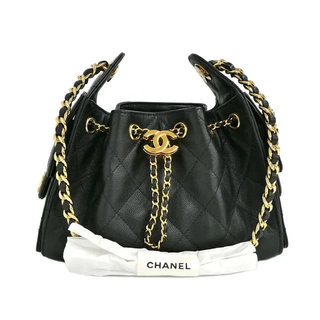 Chanel 25 Mini Handbag Caviar Leather Black Gold in Black Caviar leather from The Reluxe, photo 1 of 1
