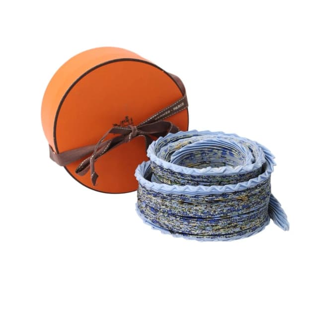 Hermès Indian Hunting Pleated Scarf Carre 90 Blue in Blue Silk from The Reluxe, photo 1 of 1