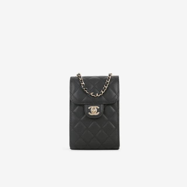 Chanel CC Turnlock Phone Case - Black Caviar | Champagne Gold Hardware in Black Caviar from Bagista, photo 1 of 1