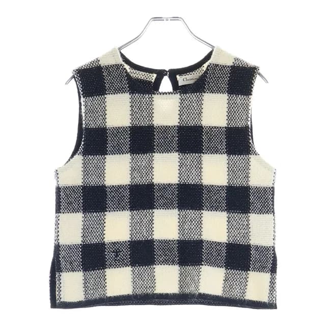 Dior Knit Vest Block Check Sleeveless Wool Alpaca Black White in Black Wool from The Reluxe, photo 1 of 1