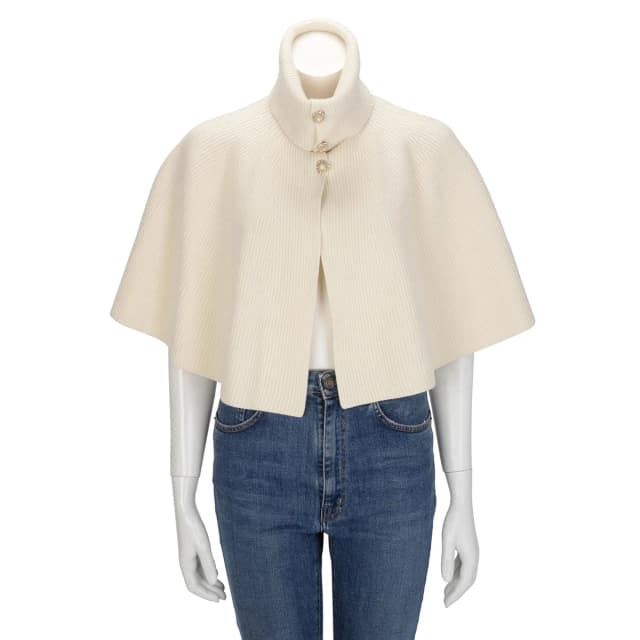 Chanel Knit Gripoix Button Cape FR 38 in Ecru Wool from Blue Spinach, photo 1 of 1