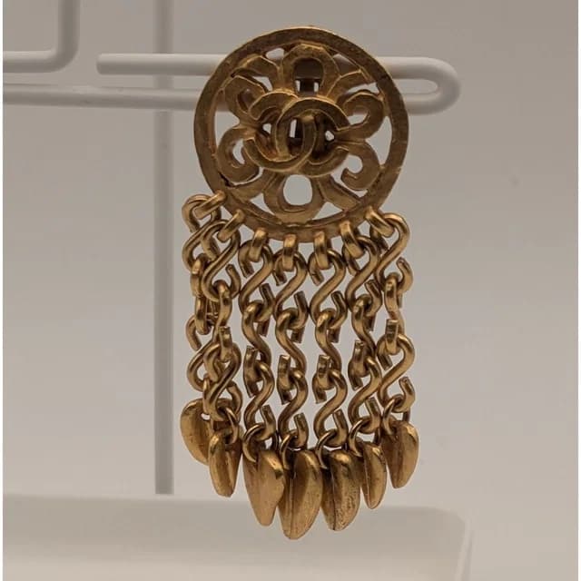 Chanel Single Earring CC Logo Gold Fringe Swing Ear in Gold from The Reluxe, photo 1 of 1
